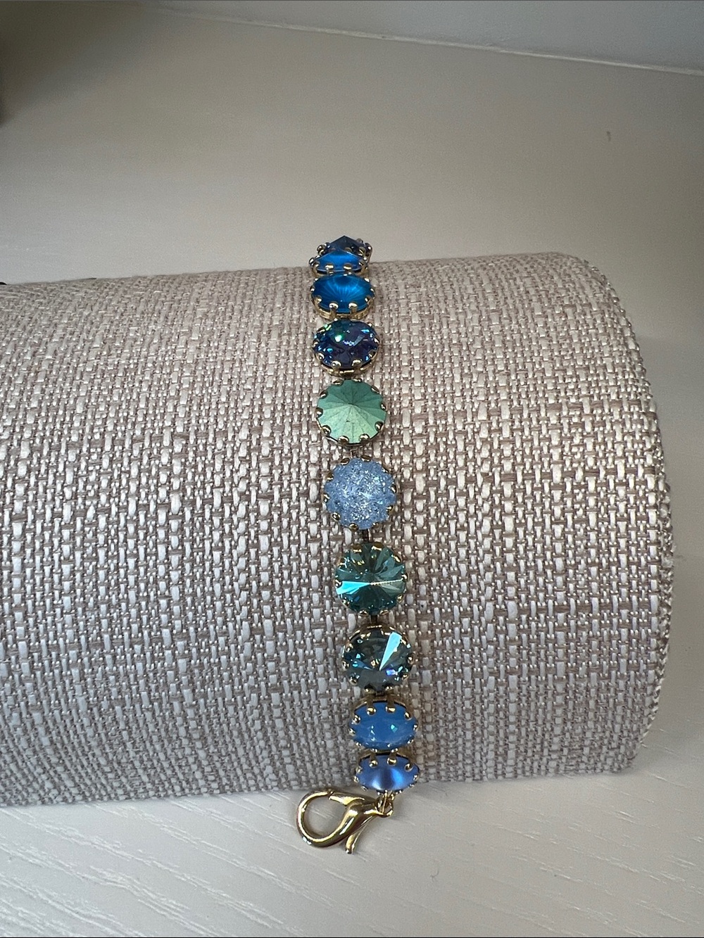 Gold-Tone Blue & Green Crystal Tennis Bracelet - Women Jewelry